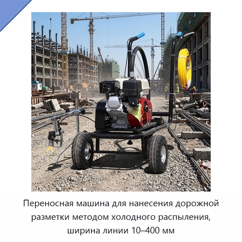 Переносная машина для нанесения дорожной разметки методом холодного распыления, ширина линии 10–400 мм