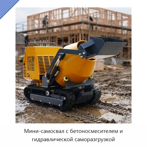 Мини-самосвал с бетоносмесителем и гидравлической саморазгрузкой