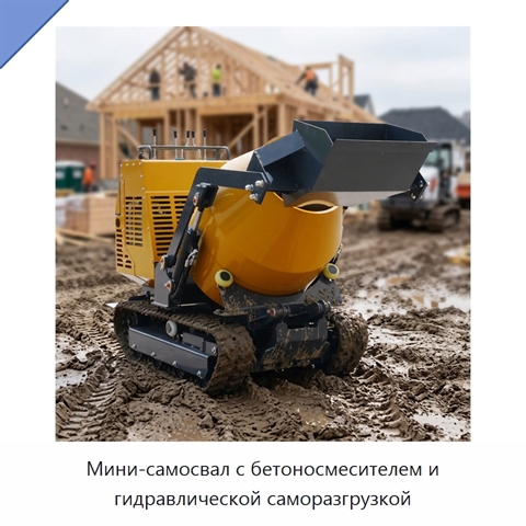Мини-самосвал с бетоносмесителем и гидравлической саморазгрузкой