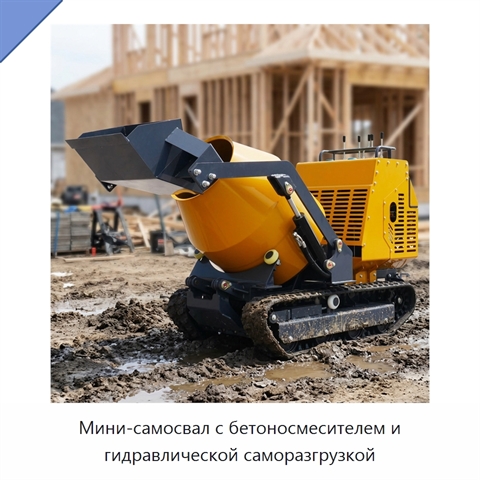Мини-самосвал с бетоносмесителем и гидравлической саморазгрузкой