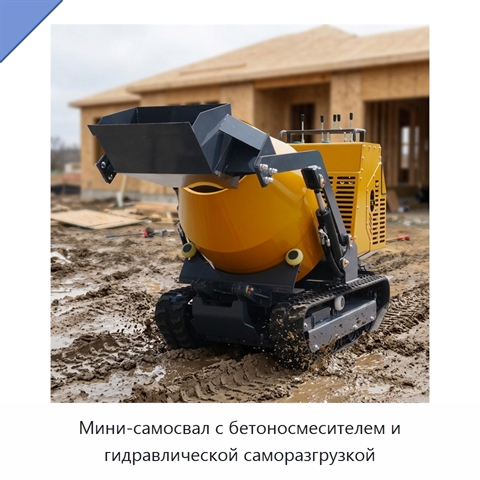 Мини-самосвал с бетоносмесителем и гидравлической саморазгрузкой