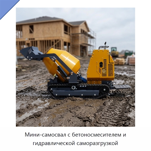Мини-самосвал с бетоносмесителем и гидравлической саморазгрузкой