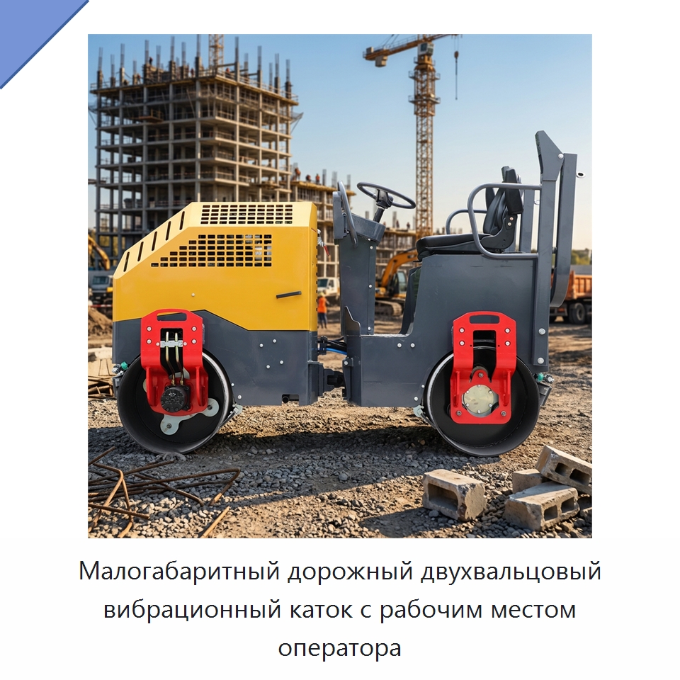 Малогабаритный дорожный двухвальцовый вибрационный каток с рабочим местом оператора — Землеройная техника