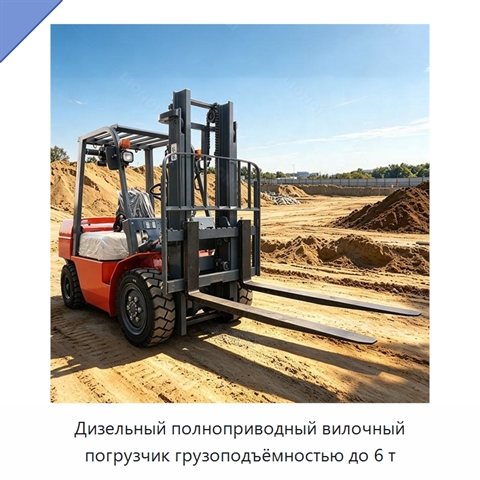 Дизельный полноприводный вилочный погрузчик грузоподъёмностью до 6 т