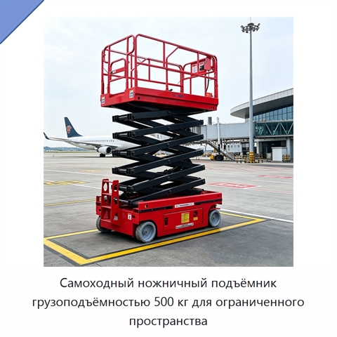 Самоходный ножничный подъёмник грузоподъёмностью 500 кг для ограниченного пространства