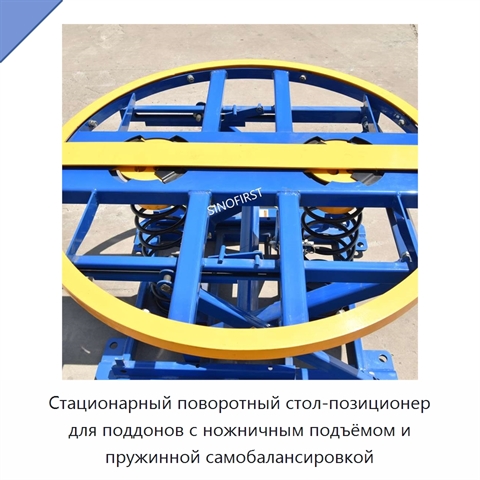 Стационарный поворотный стол-позиционер для поддонов с ножничным подъёмом и пружинной самобалансировкой