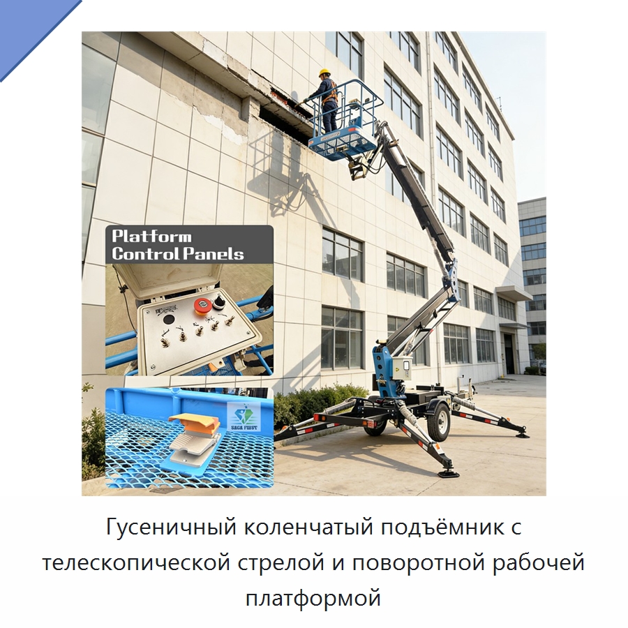 Гусеничный коленчатый подъёмник с телескопической стрелой и поворотной рабочей платформой — Подъемные столы