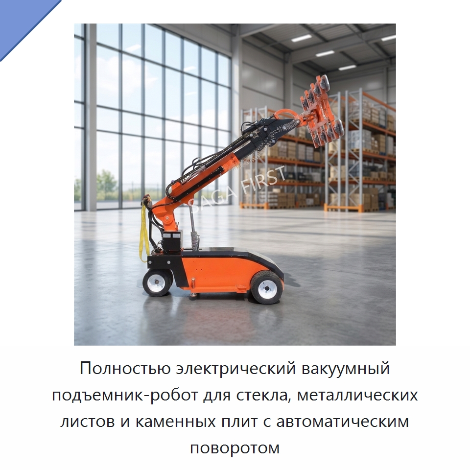 Полностью электрический вакуумный подъемник-робот для стекла, металлических листов и каменных плит с автоматическим поворотом — Вакуумные грузозахваты