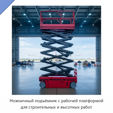 Ножничный подъёмник с рабочей платформой для строительных и высотных работ
