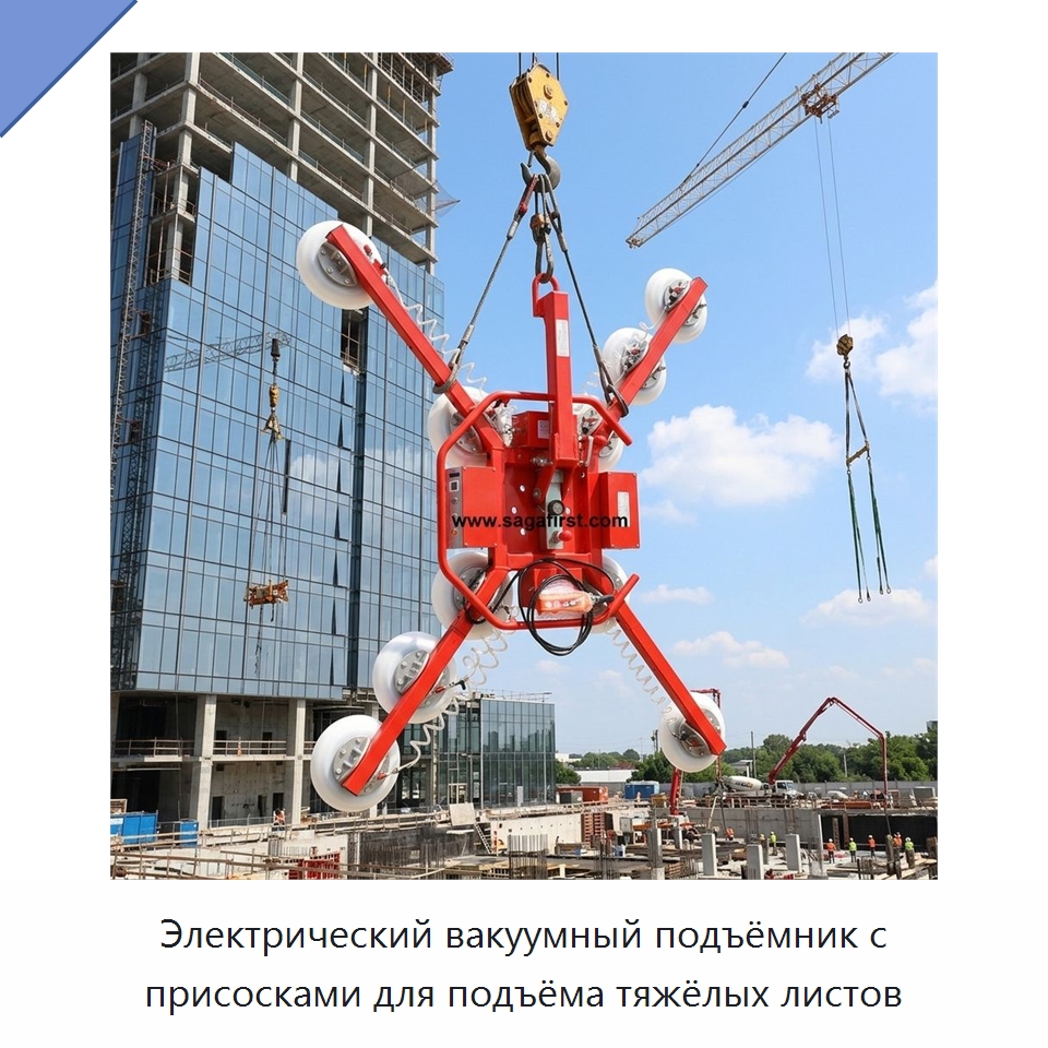 Электрический вакуумный подъёмник с присосками для подъёма тяжёлых листов — Вакуумные грузозахваты