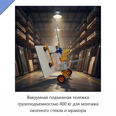 Вакуумная подъемная тележка грузоподъемностью 400 кг для монтажа оконного стекла и мрамора