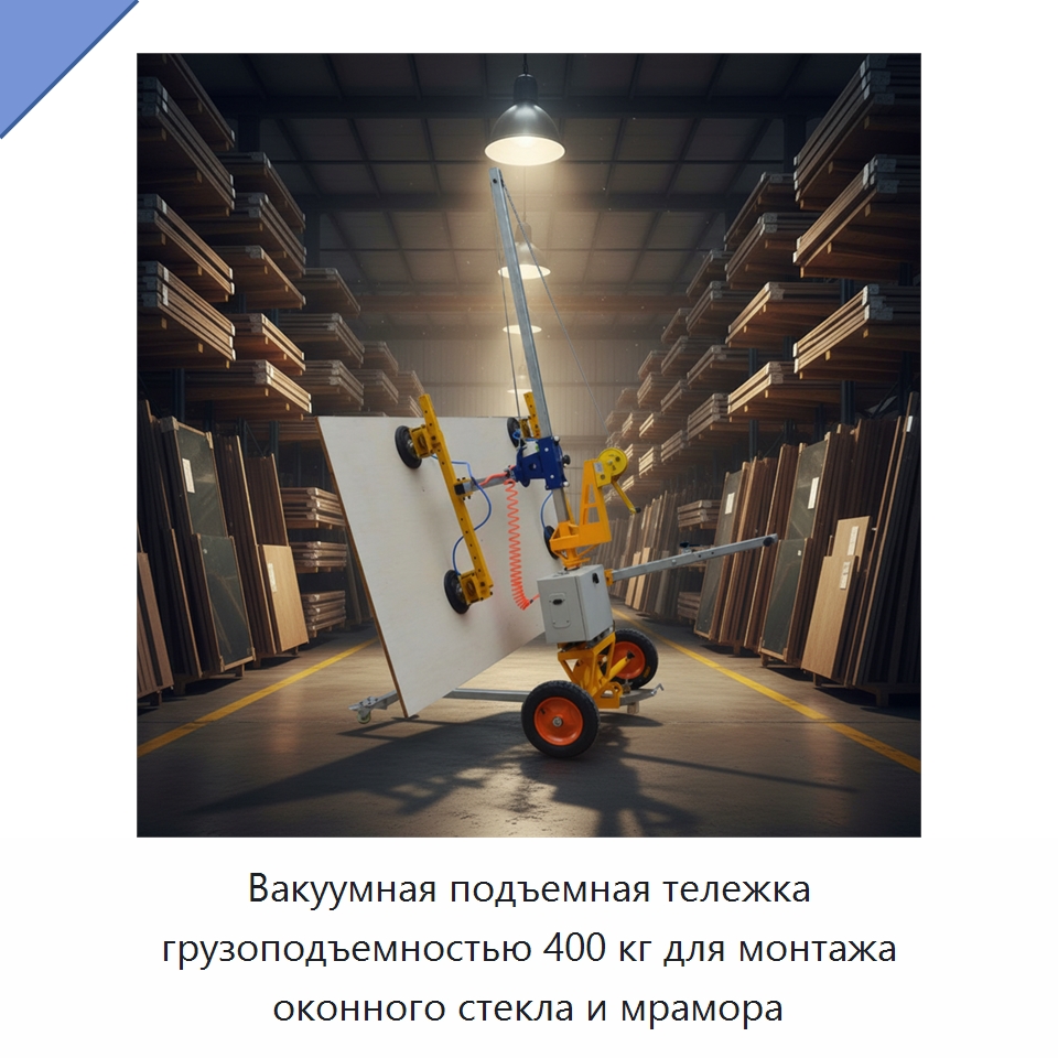 Вакуумная подъемная тележка грузоподъемностью 400 кг для монтажа оконного стекла и мрамора — Вакуумные грузозахваты