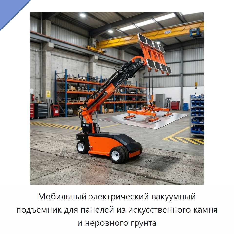 Мобильный электрический вакуумный подъемник для панелей из искусственного камня и неровного грунта — Вакуумные грузозахваты