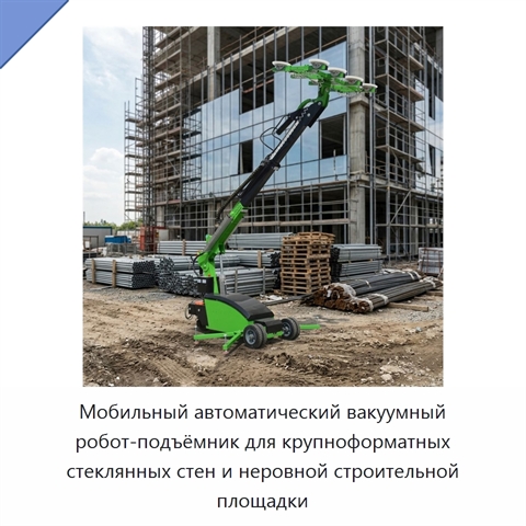 Мобильный автоматический вакуумный робот-подъёмник для крупноформатных стеклянных стен и неровной строительной площадки