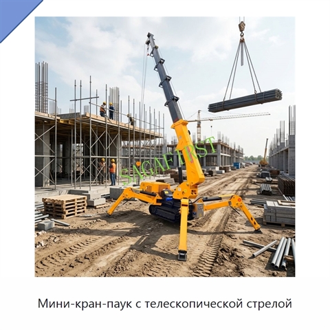 Мини-кран-паук с телескопической стрелой