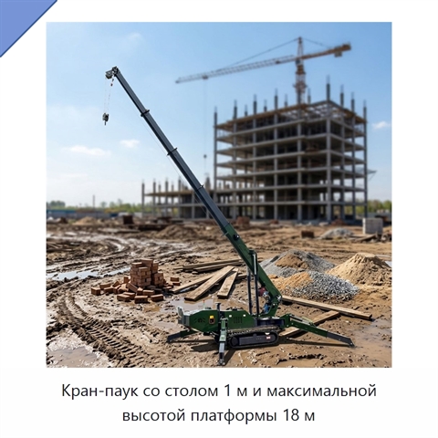 Кран-паук со столом 1 м и максимальной высотой платформы 18 м
