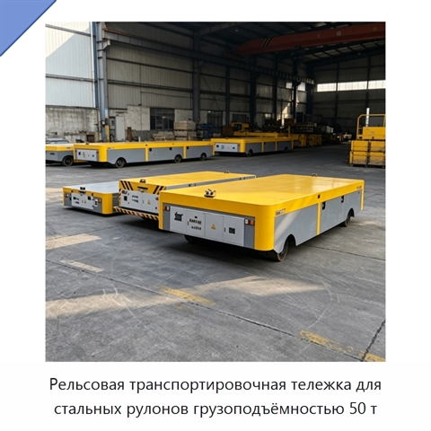 Рельсовая транспортировочная тележка для стальных рулонов грузоподъёмностью 50 т