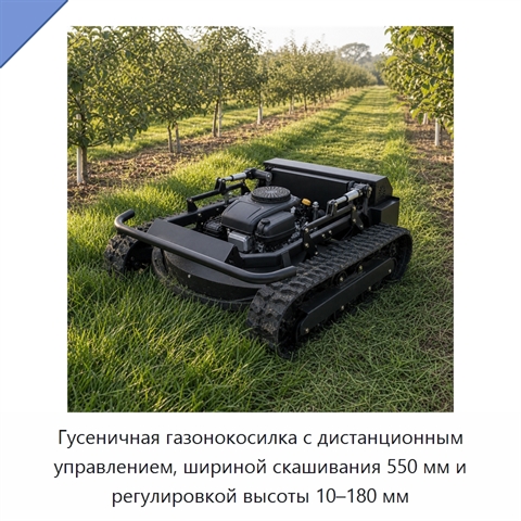 Гусеничная газонокосилка с дистанционным управлением, шириной скашивания 550 мм и регулировкой высоты 10–180 мм