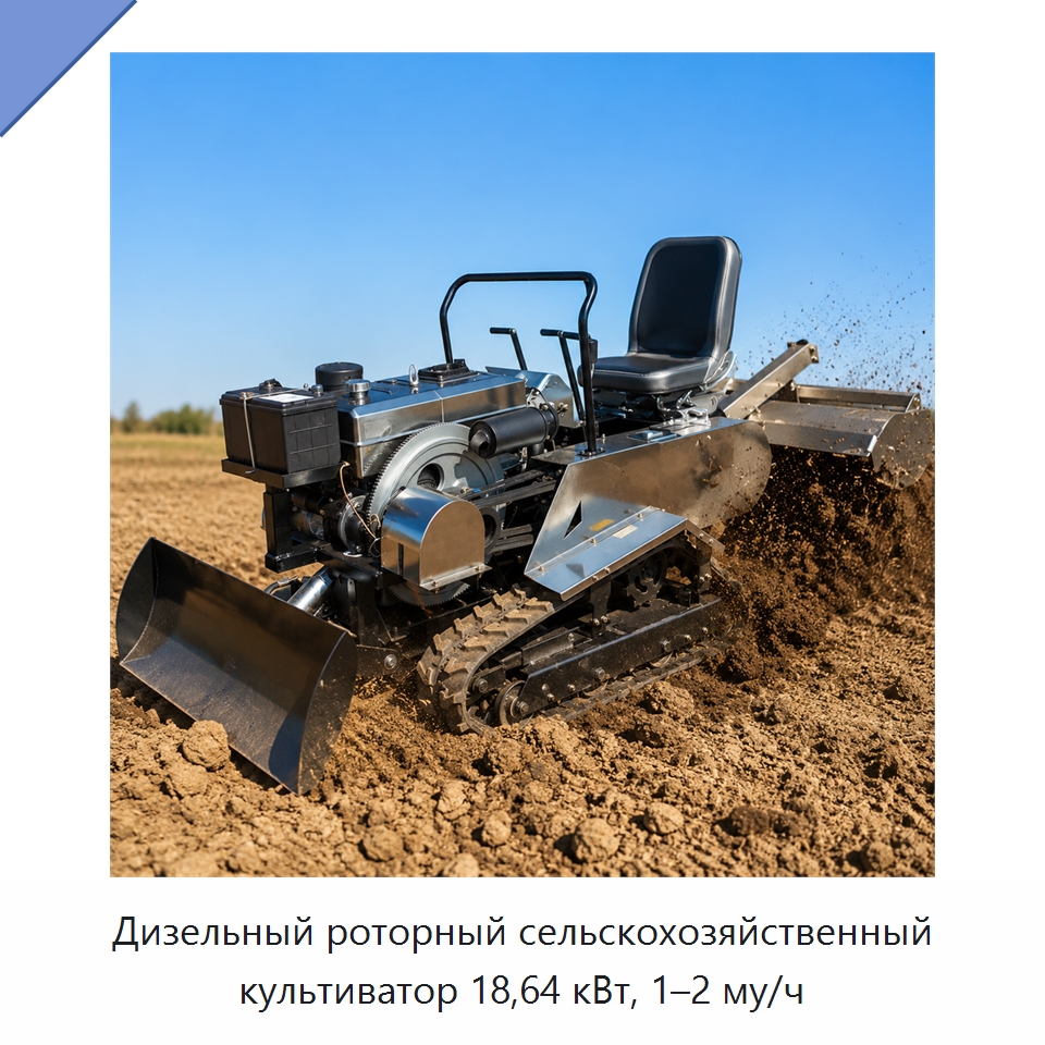 Дизельный роторный сельскохозяйственный культиватор 18,64 кВт, 1–2 му/ч — Культиваторы