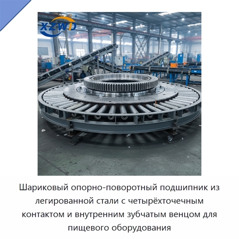 Шариковый опорно-поворотный подшипник из легированной стали с четырёхточечным контактом и внутренним зубчатым венцом для пищевого оборудования