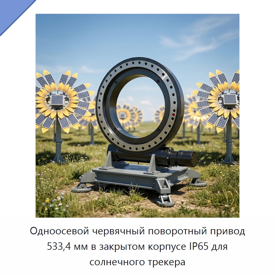 Одноосевой червячный поворотный привод 533,4 мм в закрытом корпусе IP65 для солнечного трекера — Сопутствующая продукция для солнечной энергетики