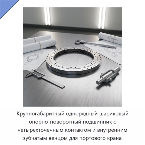Крупногабаритный однорядный шариковый опорно-поворотный подшипник с четырехточечным контактом и внутренним зубчатым венцом для портового крана