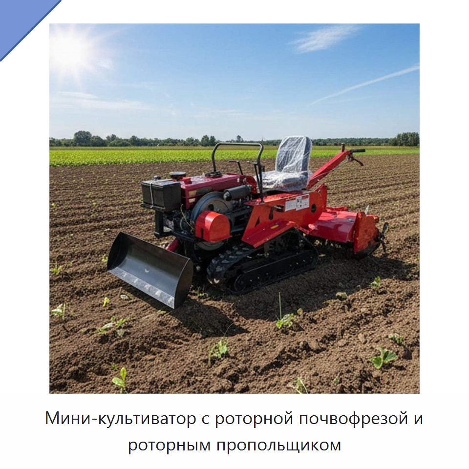 Мини-культиватор с роторной почвофрезой и роторным пропольщиком — Культиваторы