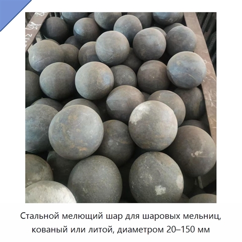 Стальной мелющий шар для шаровых мельниц, кованый или литой, диаметром 20–150 мм