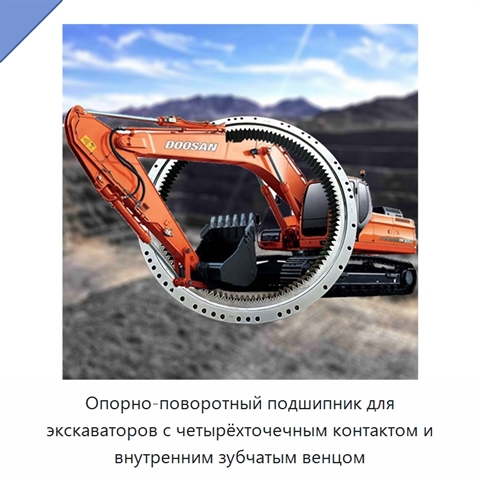 Опорно-поворотный подшипник для экскаваторов с четырёхточечным контактом и внутренним зубчатым венцом