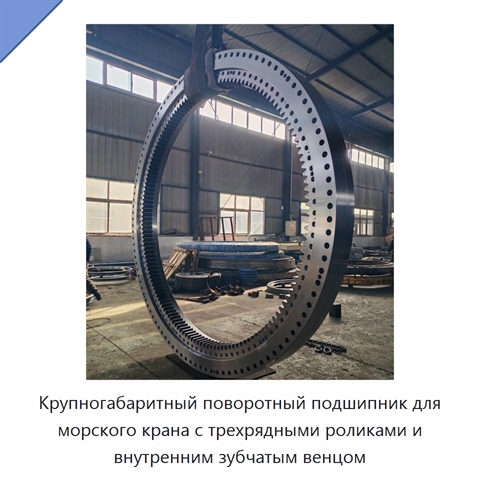 Крупногабаритный поворотный подшипник для морского крана с трехрядными роликами и внутренним зубчатым венцом
