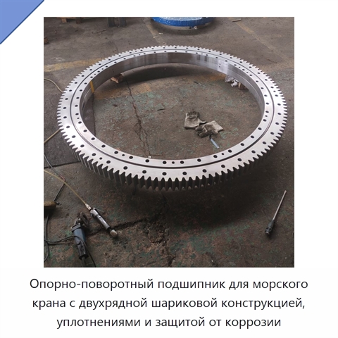 Опорно-поворотный подшипник для морского крана с двухрядной шариковой конструкцией, уплотнениями и защитой от коррозии