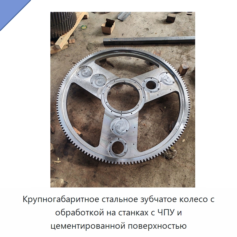 Крупногабаритное стальное зубчатое колесо с обработкой на станках с ЧПУ и цементированной поверхностью — Зубчатые колеса