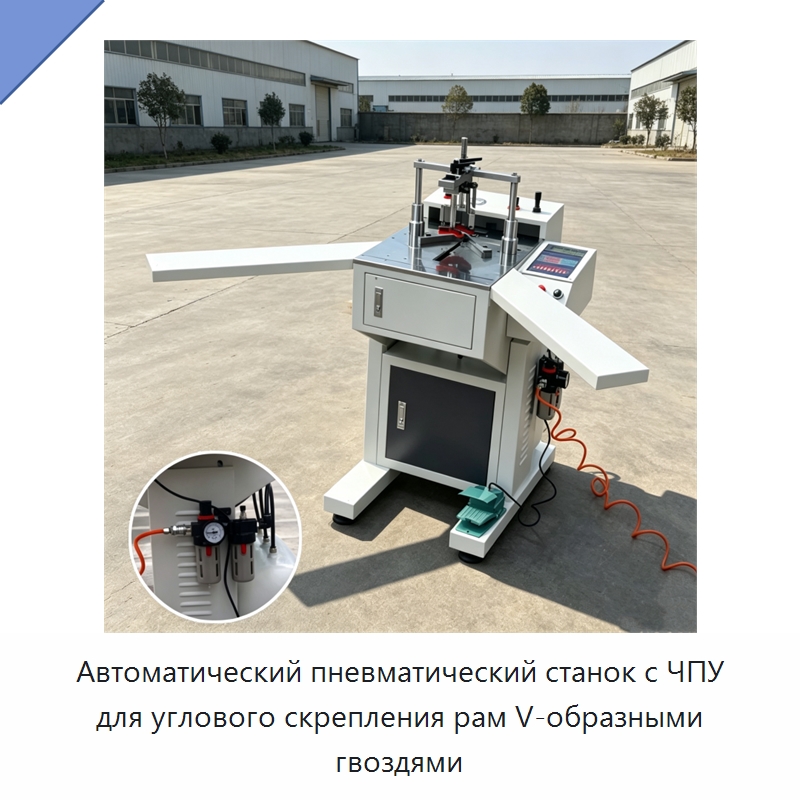 Автоматический пневматический станок с ЧПУ для углового скрепления рам V-образными гвоздями — Специальное деревообрабатывающее оборудование