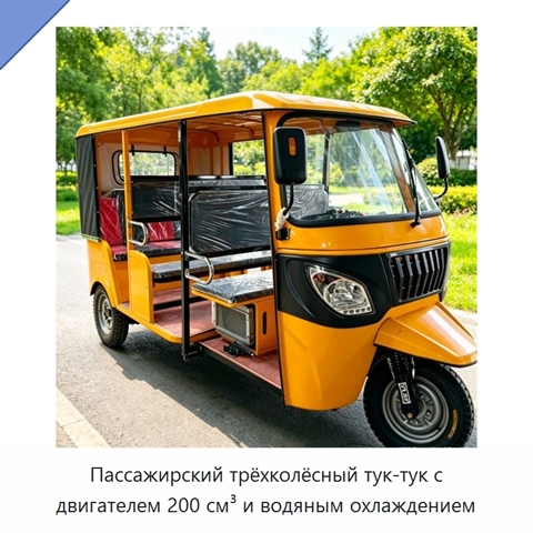 Пассажирский трёхколёсный тук-тук с двигателем 200 см³ и водяным охлаждением