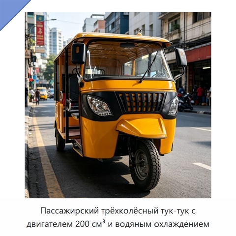 Пассажирский трёхколёсный тук-тук с двигателем 200 см³ и водяным охлаждением