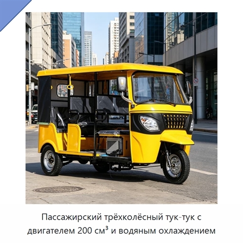 Пассажирский трёхколёсный тук-тук с двигателем 200 см³ и водяным охлаждением