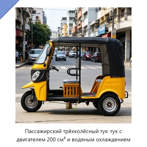 Пассажирский трёхколёсный тук-тук с двигателем 200 см³ и водяным охлаждением