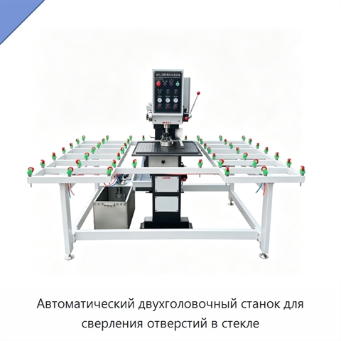 Автоматический двухголовочный станок для сверления отверстий в стекле