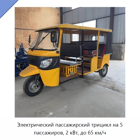 Электрический пассажирский трицикл на 5 пассажиров, 2 кВт, до 65 км/ч