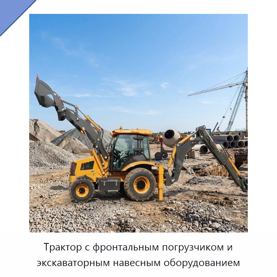 Трактор с фронтальным погрузчиком и экскаваторным навесным оборудованием — Тракторы