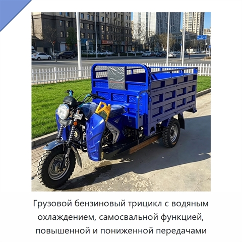 Грузовой бензиновый трицикл с водяным охлаждением, самосвальной функцией, повышенной и пониженной передачами