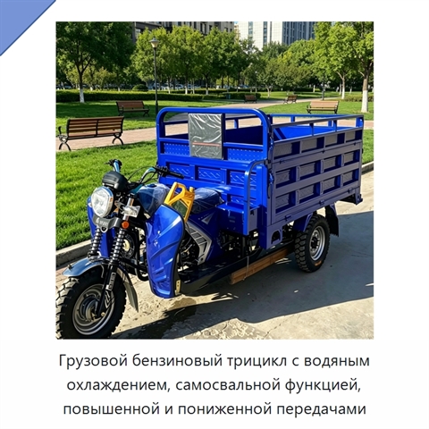 Грузовой бензиновый трицикл с водяным охлаждением, самосвальной функцией, повышенной и пониженной передачами
