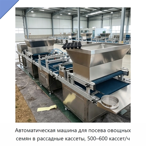 Автоматическая сеялка для посева овощных семян в рассадные кассеты, 500–600 кассет в час