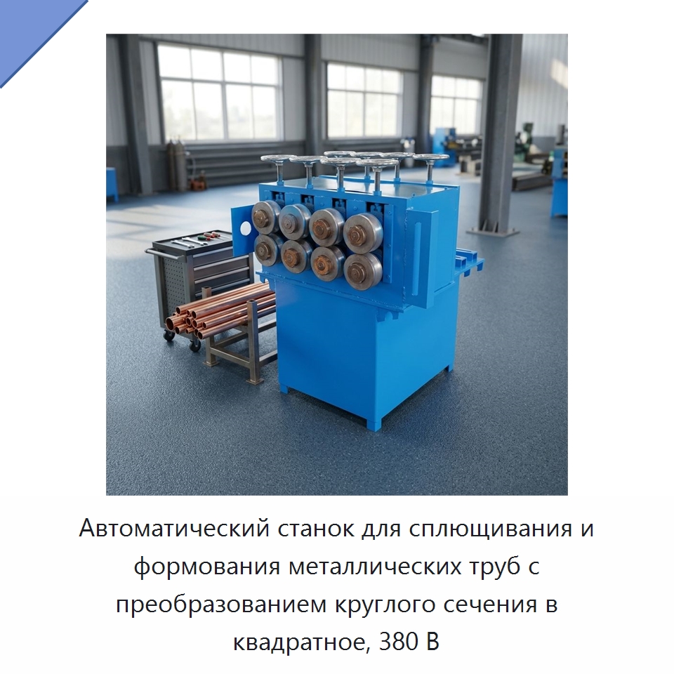 Автоматический станок для сплющивания и формования металлических труб с преобразованием круглого сечения в квадратное, 380 В — Станки для обработки труб