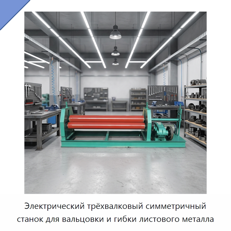Электрический трёхвалковый симметричный станок для вальцовки и гибки листового металла — Специальное оборудование для металлообработки и металлургии