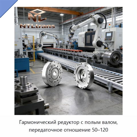 Гармонический редуктор с полым валом, передаточное отношение 50–120