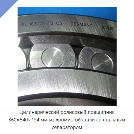 Цилиндрический роликовый подшипник 360×540×134 мм из хромистой стали со стальным сепаратором — Цилиндрические роликоподшипники
