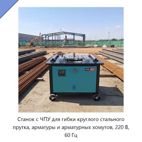Станок с ЧПУ для гибки круглого стального прутка, арматуры и арматурных хомутов, 220 В, 60 Гц