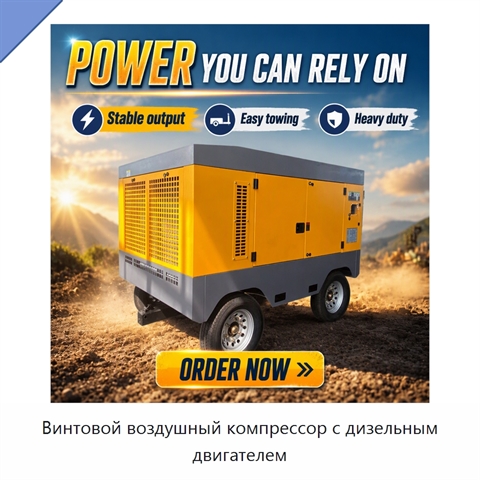 Винтовой воздушный компрессор с дизельным двигателем