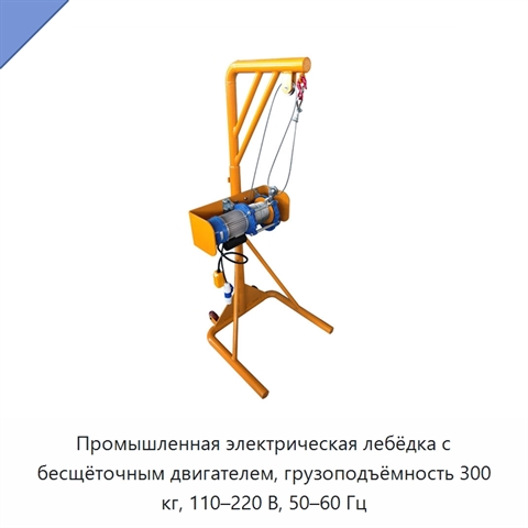 Промышленная электрическая лебёдка с бесщёточным двигателем, грузоподъёмность 300 кг, 110–220 В, 50–60 Гц